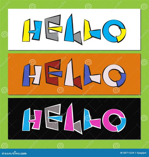 Hello - Stylized Color Text Stock Vector - Illustration of gray ...