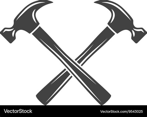 Two crossed hammers black on white flat logo Vector Image