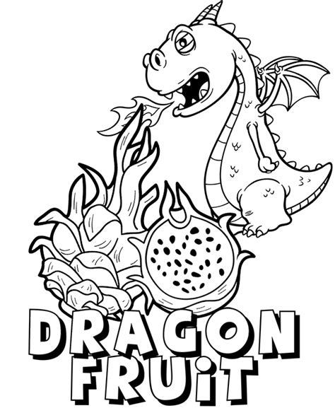 Printable coloring page dragon fruit exotic