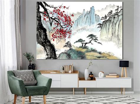 Japanese Canvas Art Asian Wall Art Mountain Canvas Japanese - Etsy Canada