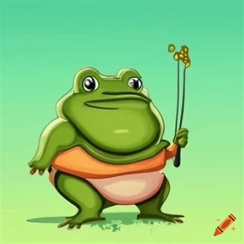 Cartoon-style fat frog illustration on Craiyon