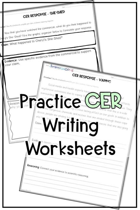 CER Claim Evidence Reasoning Practice | Practices worksheets, Science ...