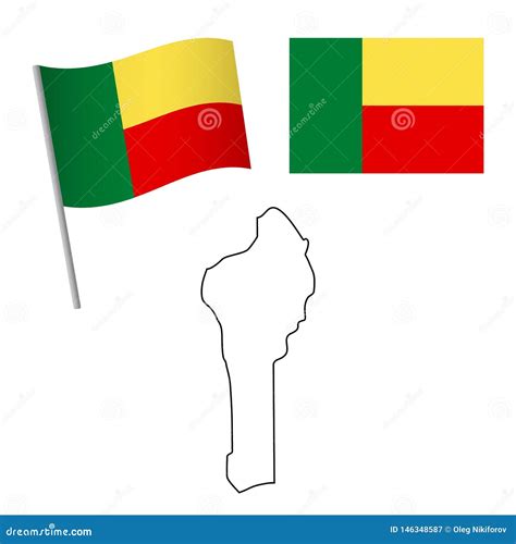 Benin flag and map stock illustration. Illustration of country - 146348587