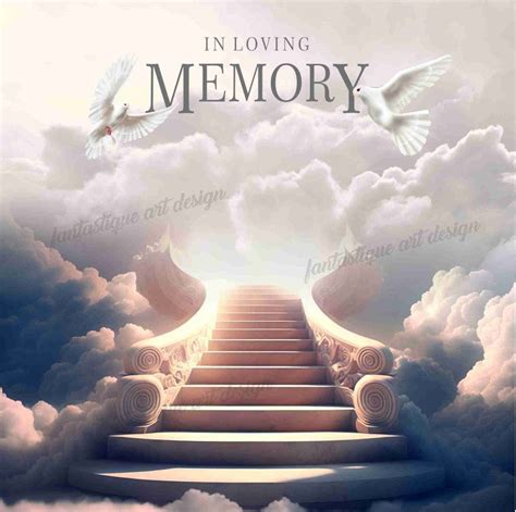 In Loving Memory PNG Memorial Background EDITABLE Template Stairs to ...