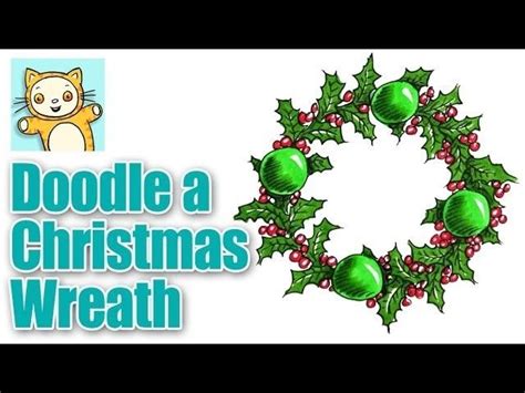 How to draw a Beautiful Holly Wreath for Christmas | Holly wreath ...