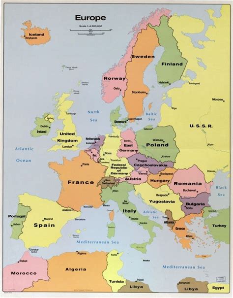 In high resolution detailed political map of Europe with the #europemap ...