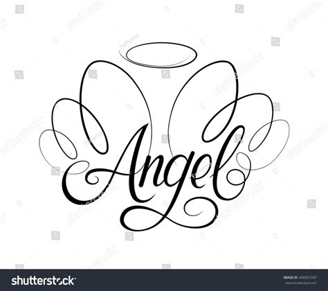 Vector Drawing Word Angel Two Wings Stock Vector (Royalty Free ...