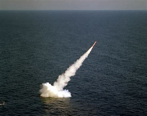 A Tomahawk cruise missile is launched from the nuclear-powered attack ...