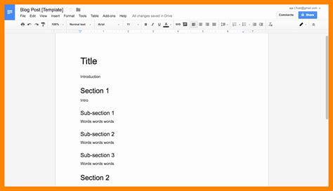 Google Docs Book Outline Template