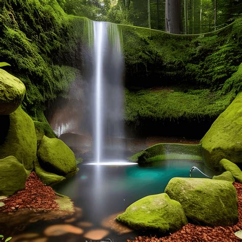 Deep Forest Waterfall · Creative Fabrica