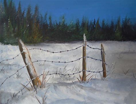 Snowy field Painting by Chris Collins