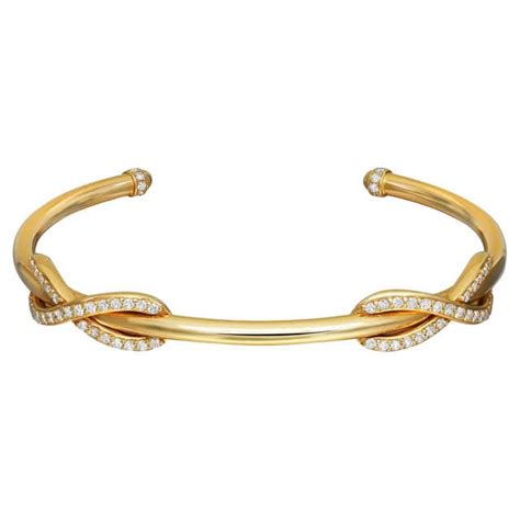 Tiffany and Co. Diamond 18k Yellow Gold Double Infinity Cuff Bangle ...