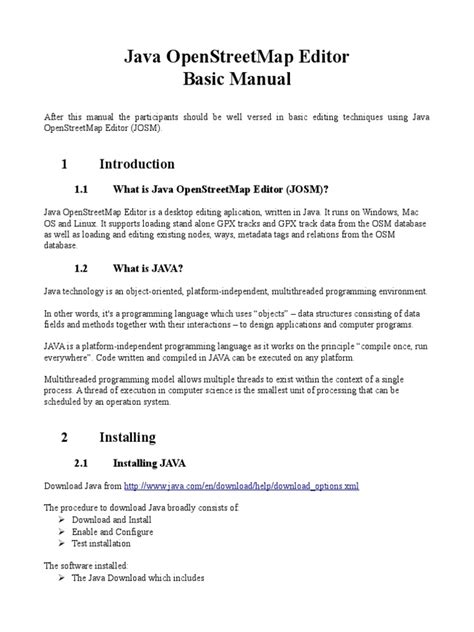 JOSM Manual Final | PDF | Java (Programming Language) | Thread (Computing)