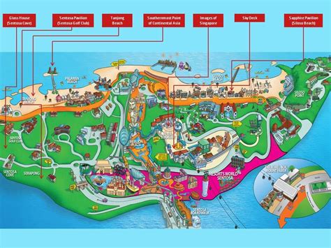 Map Sentosa Island Singapore Attractions - Islands With Names