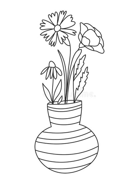 Flower Vase Coloring Page Stock Illustrations – 605 Flower Vase ...