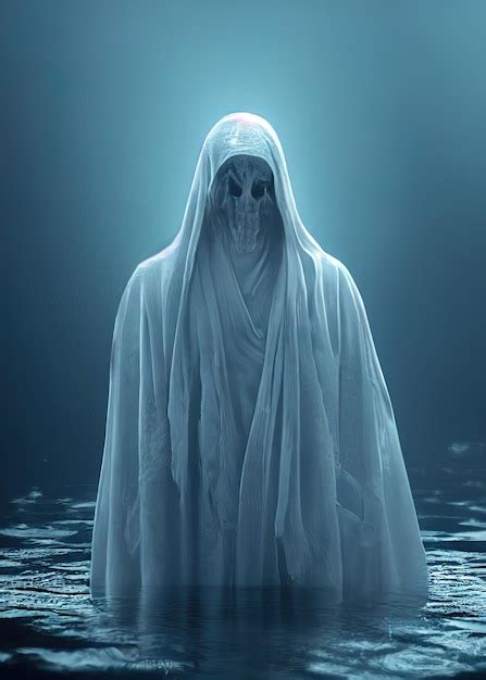 Premium Photo | Floating ghost of an evil spirit above the water in the ...