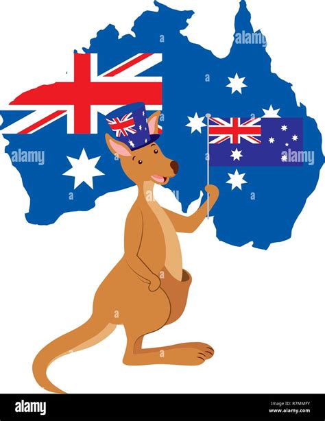 kangaroo with hat australian flag map Stock Vector Image & Art - Alamy