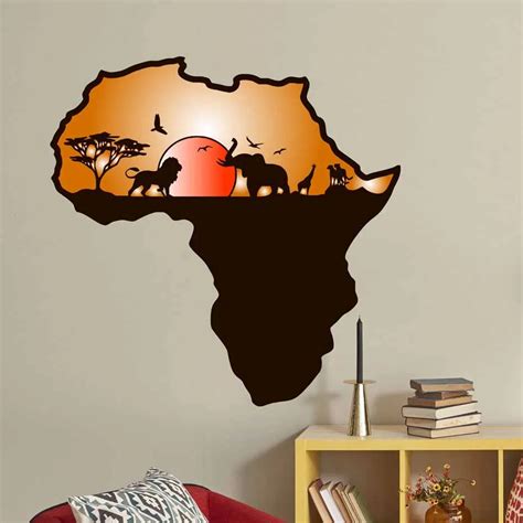 African Safari Color Wall Sticker Home Decor Living Room Murals Animals ...