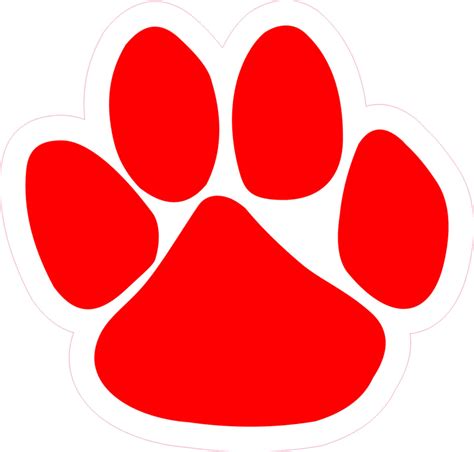 4.75in x 5in Red Paw Print Bumper Sticker Vinyl Car Window Mascot Decal