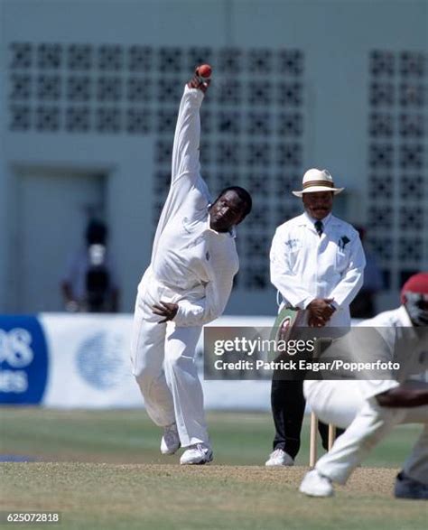 Carl Hooper bowling for West Indies during the 5th Test match between ...