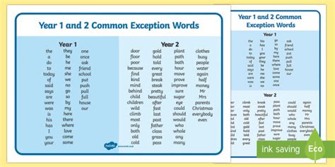 KS1 Common Exception Words Interactive Word Mat Activity