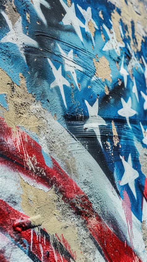 American flag graffiti, patriotic street art, abstract USA flag, urban ...