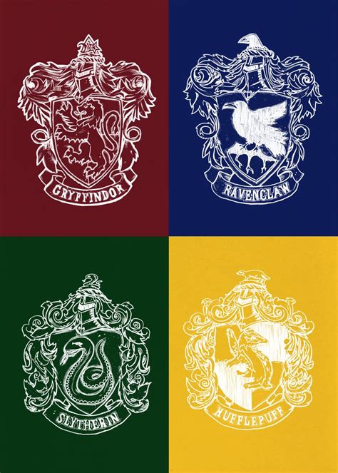 'Hogwarts Houses Crests' Poster, picture, metal print, paint by ...