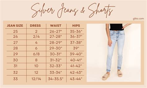 Silver Jeans Size Chart – Glik's