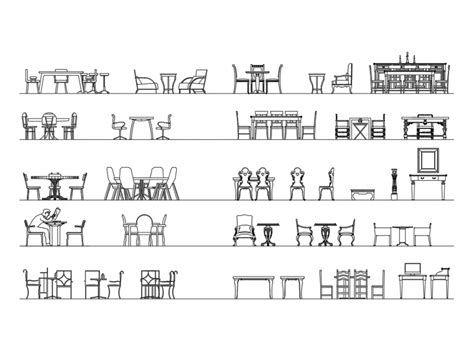 Dynamic dining area dining table multiple cad blocks details dwg file ...