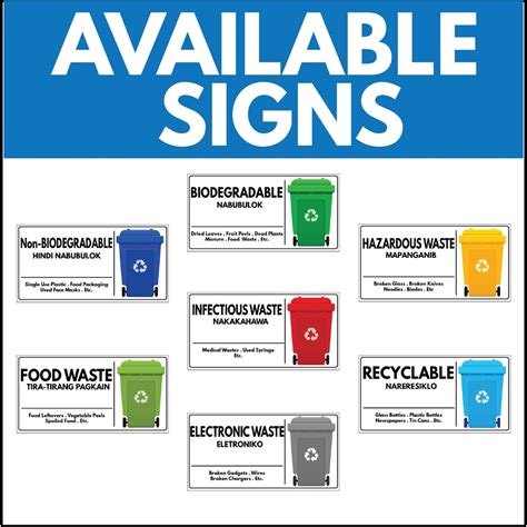 Garbage Bin Signs/Labels, Waste Disposal Segregation Labels ...