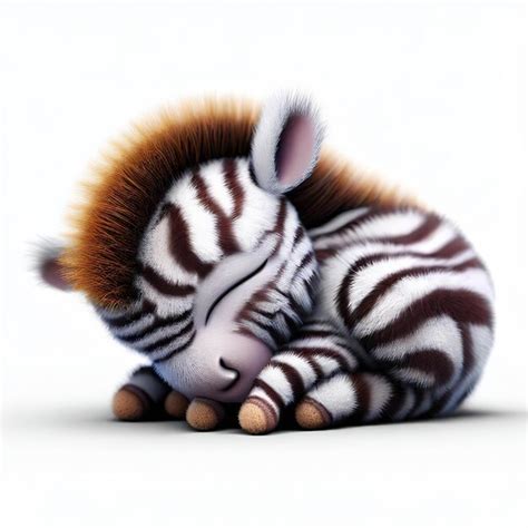 Premium AI Image | A zebra is sleeping on a white background.