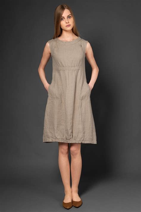 SPECIAL OFFER - Pure linen dress, taupe dress for summer, woman dresses ...