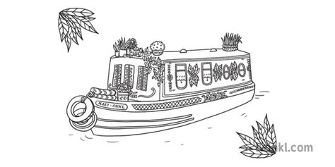 Canal Boat Coloring Page