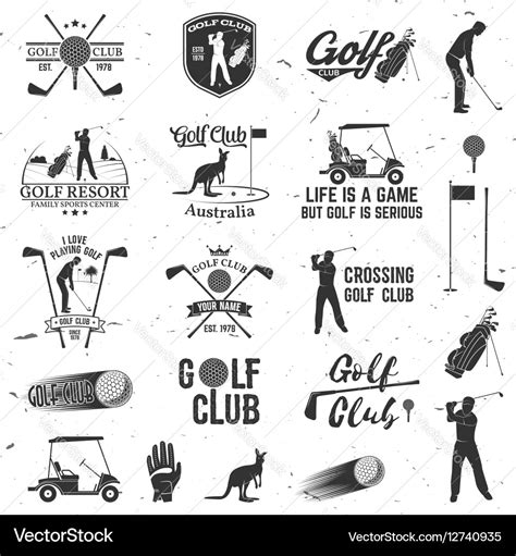 Set of golf club concept with golfer silhouette Vector Image