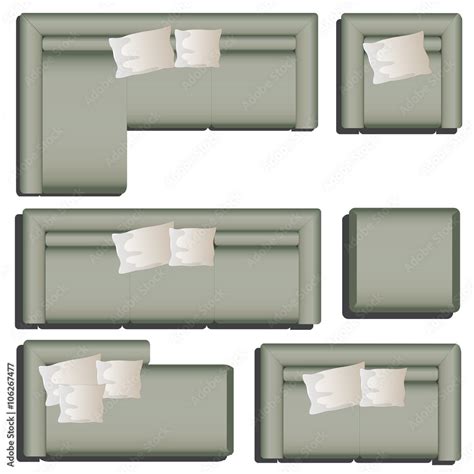 Furniture top view set 38 for interior ,vector illustration, black sofa ...