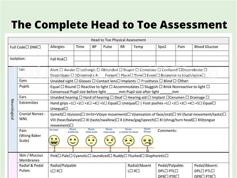 Head To Toe Printable Nursing Assessment Form Template - Printable Form ...