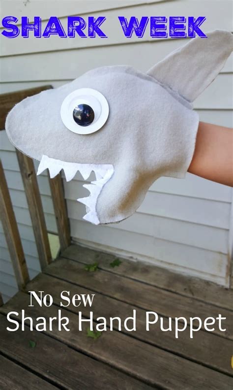 NO SEW Shark Puppet Craft Tutorial for Shark Week | Hand puppets ...