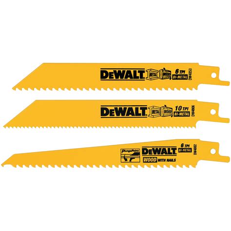 3 Piece Bi-Metal Reciprocating Saw Blade Set - DW4853 | DEWALT