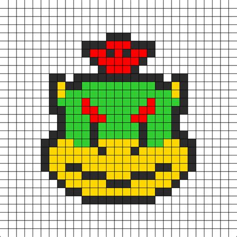 bowser jr pixel art grid Bowser pixel reference color bar side - Pixel ...