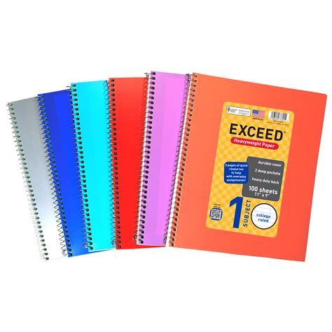 Exceed Spiral Notebook, College Ruled, 1 Subject, 100 Pages, 9" x 11 ...