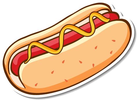 Fast food sticker design with Hot dog isolated 3303577 Vector Art at ...