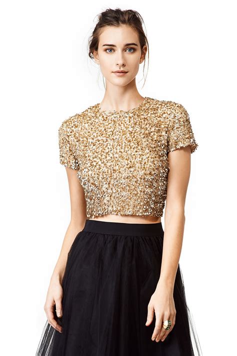 Badgley Mischka Gold Dust Top | Gold tops outfit, Fashion, Eve outfit