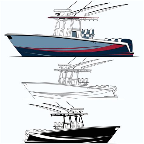 Side view fishing boat vector 34610209 Vector Art at Vecteezy