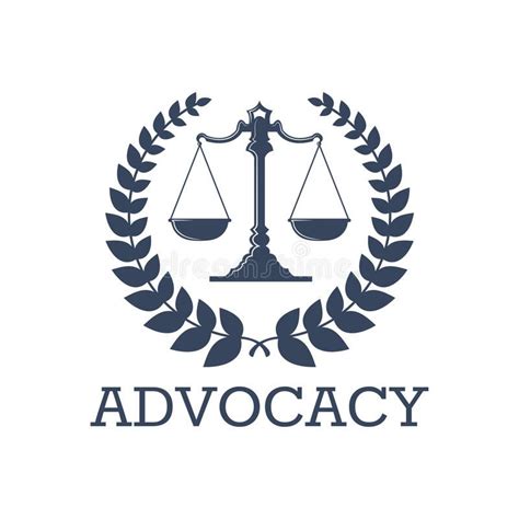 Advocacy vector icon justice scales, laurel wreath. Juridical icon or ...