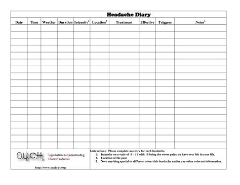 Free Printable Headache Diary | Free Printable