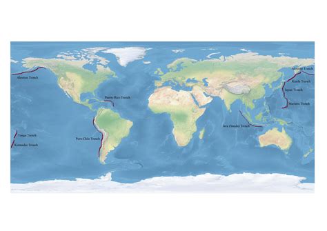 Label the following deep-ocean trenches on the figure. Draw | Quizlet