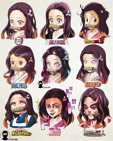 [ART] Nezuko in 9 famous manga styles by @A2TwillDraw on Instagram ...