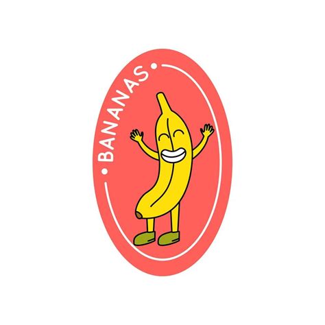 Cartoon Color Retro Character Banana Sticker Icon. Vector 21677543 ...