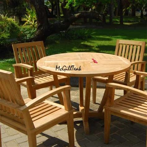 44 inch Teak Outdoor Table – Tigris Round Table – Teak Patio Furniture ...