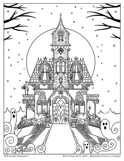 Halloween Haunted Mansion Coloring Sheet 8.5 X 11 - Etsy Canada